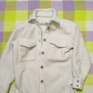 H&M Oversized White Sherpa Jacket, Size XS